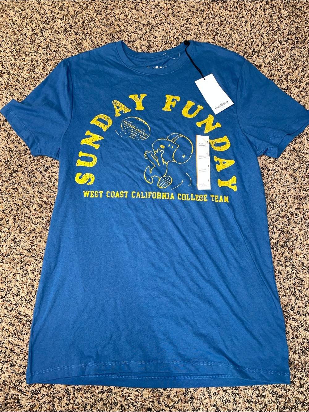 Peanuts X Goodfellow & Co Blue Short-Sleeve 'Sunday Funday' Graphic Tee | NWT